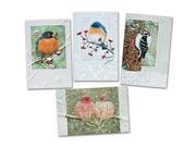 Pack of 20 Assorted Winter Songbirds Fine Art Embossed Deluxe Christmas Greeting Cards