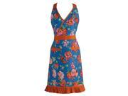 27 Vintage Style Blue and Orange Women s Floral Kitchen Apron w Pockets
