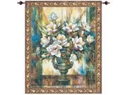 Multi Color Sweet Magnolias in a Vase Cotton Wall Art Hanging Tapestry 42 x 35