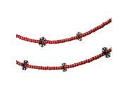 6 Alpine Chic Wooden Red Bead and Snowflake Novelty Christmas Garland