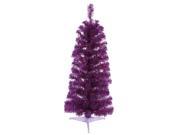 3 Purple Tinsel Artificial Pencil Christmas Tree Purple Dura Lit Lights