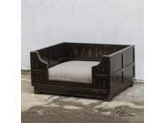 32 Dezi Stylish Black Finished Wooden Crate Style Pet Bed with Attached Durable Light Mocha Cushion