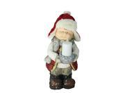 17 Standing Young Boy in Winter Ski Hat Holding Candle Christmas Figure