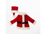 11 Festive Red and White Santa s Coat and Hat Decorative Knit Wine Bottle Cover