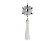 12 Winter Light Silver Glitter Jeweled Snowflake Christmas Ornament with Tassel