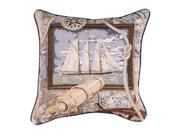 17 Nautical Seascape Sailboat Theme Decorative Tapestry Accent Throw Pillow