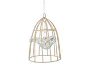 4.5 Sielnt Luxury Transparent Sky Blue Mercury Glass Bird in Cage Christmas Ornament