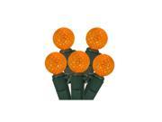 Set of 50 Orange LED G12 Berry Christmas Lights 4 Bulb Spacing Green Wire