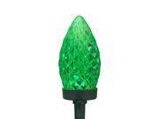 Set of 50 Green LED Faceted C9 Christmas Lights on Spool Green Wire