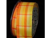 Yellow and Orange Summer Plaid Pattern Wired Craft Ribbon 1.5 x 27 Yards