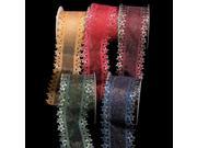 Gold Star Edged Sheer Rome Wired Craft Ribbon 2.5 x 20 Yards