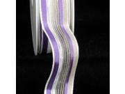 Lavender Striped Linen French Wired Craft Ribbon 1 x 22 Yards