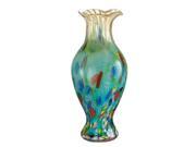 19 Mulit Colored Festive Ruffle Decorative Hand Blown Glass Vase