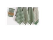 Set of 4 Decorative Sage Green 4 Design Cotton Kitchen Dishtowels