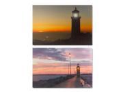 Pack of 4 LED Lighthouse and Dock Print Canvas Wall Art 15.75