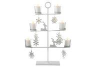 20.5 Snowy Winter White Reindeer and Snowflakes Votive Candle Holder Tree