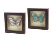 Set of 4 Assorted Teal and Purple Butterfly Square Shadow Box Wall Hangings 9