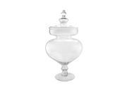 23 Large Transparent Glass Container with Finial Topped Lid