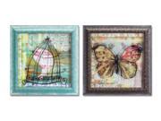 Pack of 4 Fanciful Square Butterfly and Birdcage Decorative Plaques 15