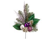 19 Artificial Hydrangea and Berry with Purple and Silver Balls Christmas Spray