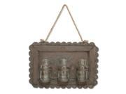 Pack of 4 Rustic Metal Hanging Wall Decorations with 3 Glass Jars 12