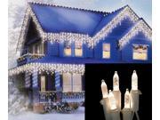 Set of 70 Warm White LED M5 Icicle Christmas Lights White Wire