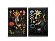 Set of 2 Black Rolled Canvas Botanical Wall Art Decorations with Wood Trim 32