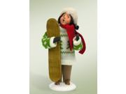10 Snowfall Valley Girl with Snowboard Christmas Table Top Decoration