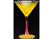 Set of 2 Yellow White Hand Painted Martini Drinking Glasses 7.5 Ounces