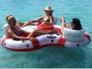 81 Solstice Super Chill Trio 3 Person Inflatable Swimming Pool Float with Cooler