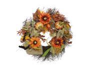 31 Harvest Sunflower and Pumpkin Artificial Thanksgiving Wreath Unlit