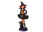 18 Glittered Sweet and Sassy Halloween Witch with Black Cat Figure
