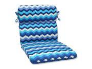 40.5 Rayas Azules Blue Navy and White Chevron Striped Outdoor Patio Rounded Chair Cushion