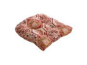 Summer Breeze Crimson Red Radial Tile Pattern Cotton Chair Cushion 19 x 19