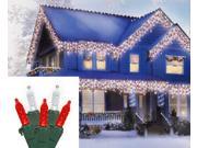 Set of 70 LED Candy Cane M5 Mini Icicle Christmas Lights Green Wire