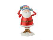 7.5 Merry Bright Jolly Santa Holding Hat Glitter Drenched Christmas Figure Decoration