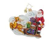 Christopher Radko Glass Guide the Way Santa Claus with Reindeer Christmas Ornament 1017626