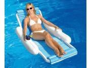 52 Blue and White Eva Sunchaser Swimming Pool Floating Lounge Chair