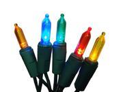 Set of 60 Multi Color Mini LED 16 Function Christmas Lights Green Wire