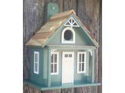 8.75 Fully Functional Green and White Santa Cruz Cottage Outdoor Garden Birdhouse