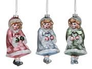 Pack of 6 Glitter Embellished Girl Glass Christmas Ornaments 5.5