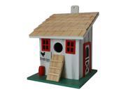 8 Fully Functional White and Red Farmstead Corral Junior Outdoor Garden Birdhouse