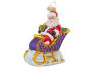 Christopher Radko Glass Sleighridin Santa Claus Sleigh Christmas Ornament 1017852