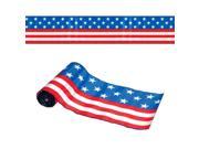 Pack of 6 Patriotic Stars and Stripes Satin Cut to Fit July Fourth Party Banquet Table Runners 25