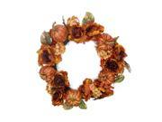 24 Autumn Floral and Harvest Pumpkin Artificial Thanksgiving Wreath Unlit
