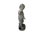 18 Distressed Gray Boy with Cell Phone Solar Powered LED Lighted Outdoor Patio Garden Statue