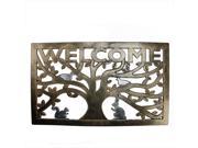 Decorative Copper and Silver Welcome Outdoor Rectangular Rubber Door Mat 30 x 18