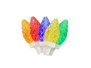 Set of 50 Multi Color LED C7 Faceted Christmas Lights 5 Spacing White Wire