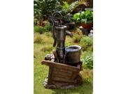 30.7 LED Lighted Western Water Pump and Pot Outdoor Patio Garden Water Fountain