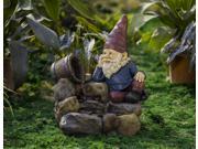 20.9 Whimsical Thinking Garden Gnome and Bucket Outdoor Patio Water Fountain